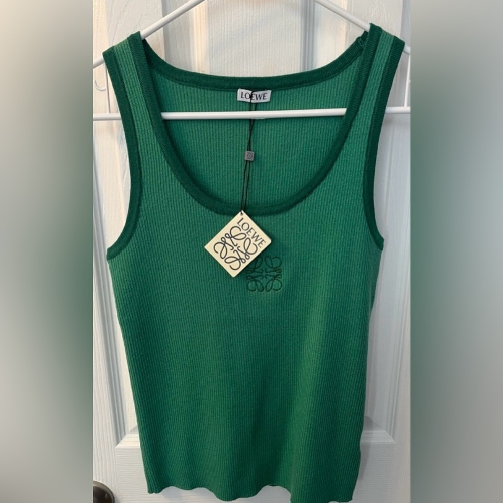 Green Ribbed Tank Top - Medium